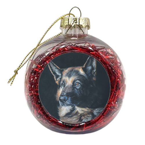German Shepherd - Patience - xmas bauble by Sarah Perry Fine Art