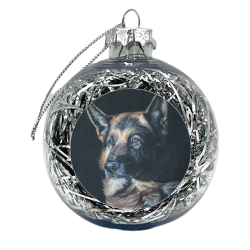 German Shepherd - Patience - xmas bauble by Sarah Perry Fine Art