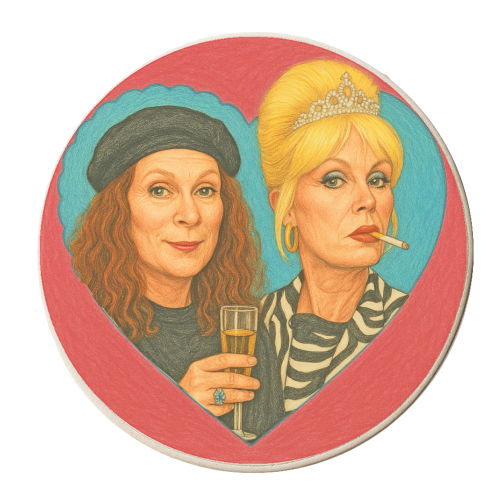 Patsy and Eddie - personalised beer coaster by AP