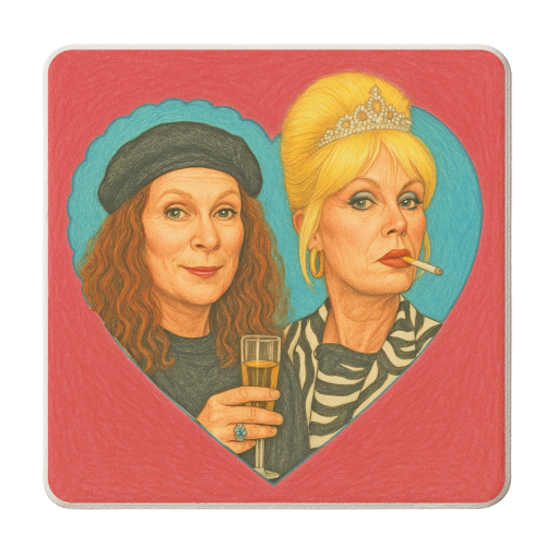 Patsy and Eddie - personalised beer coaster by AP