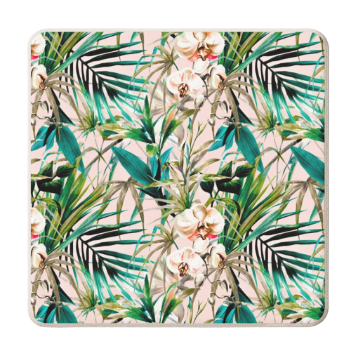 Pattern floral tropical 001 - personalised beer coaster by MMarta BC