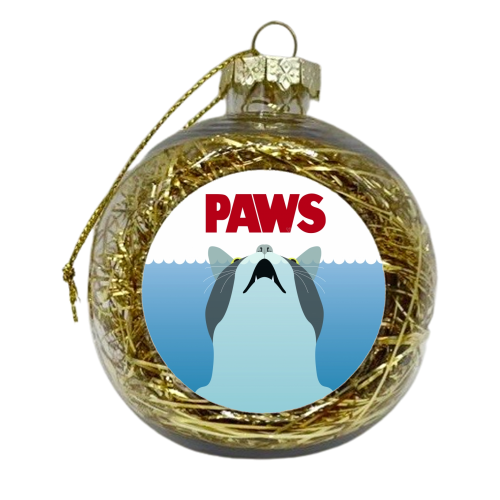 PAWS - Spoof movie poster inspired by classic cult horror film JAWS - xmas bauble by Kevin Hall