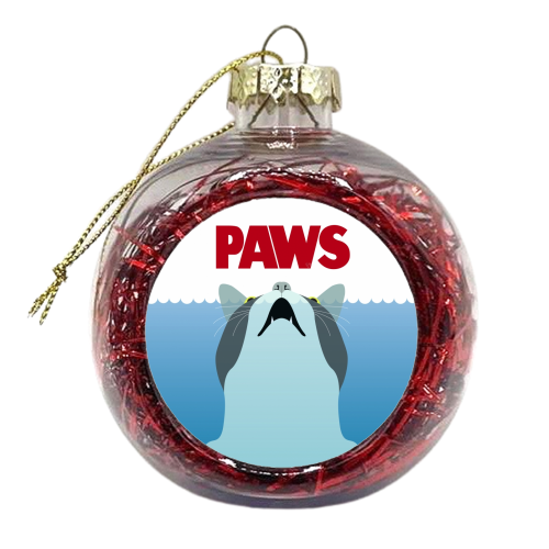 PAWS - Spoof movie poster inspired by classic cult horror film JAWS - xmas bauble by Kevin Hall