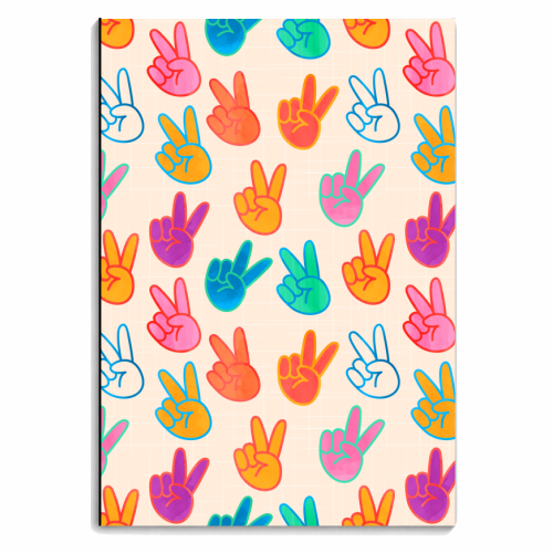 Peace And Victory Hand Sign In Rainbow Colors Pattern - personalised A4, A5, A6 notebook by Ania Wieclaw