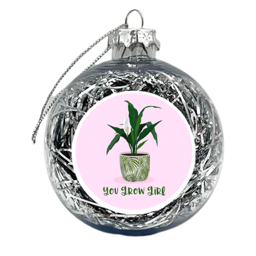 Peace Lily Plant - You grow girl - xmas bauble by Little Cat Creates