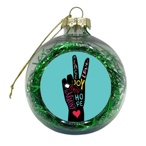 PEACE & LOVE - xmas bauble by The Boy and the Bear