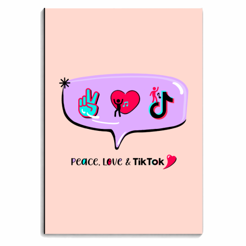 Peace, love & Tik Tok - personalised A4, A5, A6 notebook by Little Cat Creates