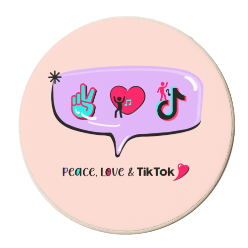 Peace, love & Tik Tok - personalised beer coaster by Little Cat Creates