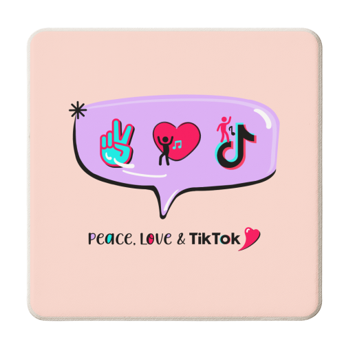 Peace, love & Tik Tok - personalised beer coaster by Little Cat Creates