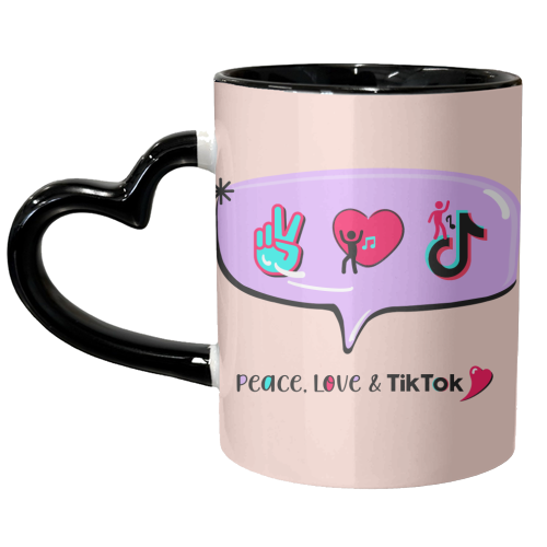 Peace, love & Tik Tok - unique mug by Little Cat Creates