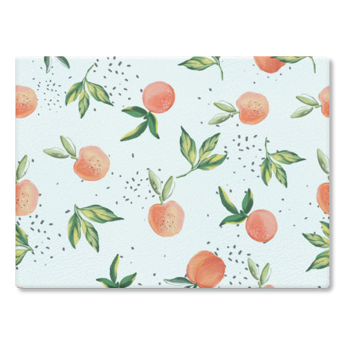 Peach Love 001 - glass chopping board by Mukta Lata Barua