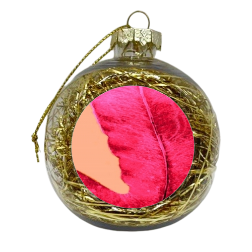 Peach Pink Ferns - xmas bauble by Alicia Noelle Jones
