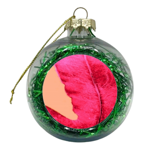 Peach Pink Ferns - xmas bauble by Alicia Noelle Jones