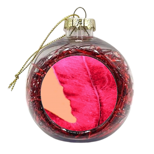Peach Pink Ferns - xmas bauble by Alicia Noelle Jones