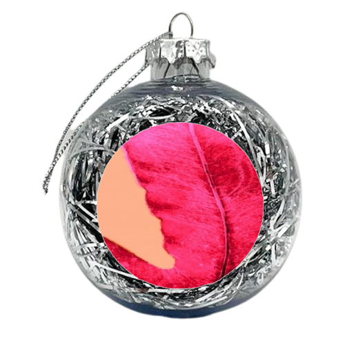 Peach Pink Ferns - xmas bauble by Alicia Noelle Jones