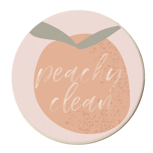 Peachy Clean Peach Watercolor Script - personalised beer coaster by Toni Scott