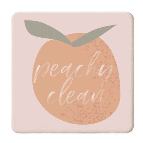 Peachy Clean Peach Watercolor Script - personalised beer coaster by Toni Scott