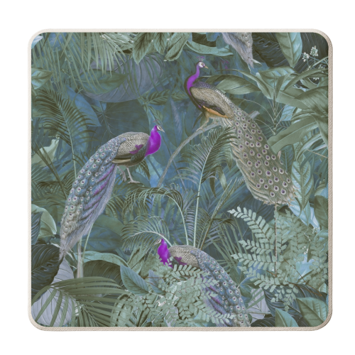 Peacock Jungle Paradise - personalised beer coaster by Andrea Haase