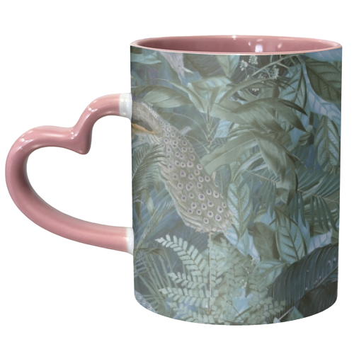 Peacock Jungle Paradise - unique mug by Andrea Haase