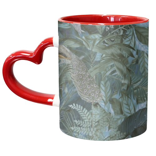 Peacock Jungle Paradise - unique mug by Andrea Haase