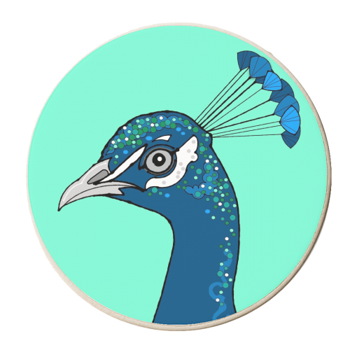 Peacock Portrait - personalised beer coaster by Adam Regester