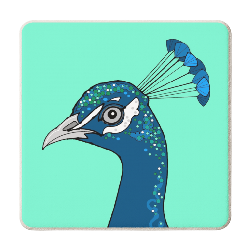 Peacock Portrait - personalised beer coaster by Adam Regester