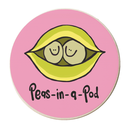 Peas-in-a-Pod - personalised beer coaster by Emma Donovan
