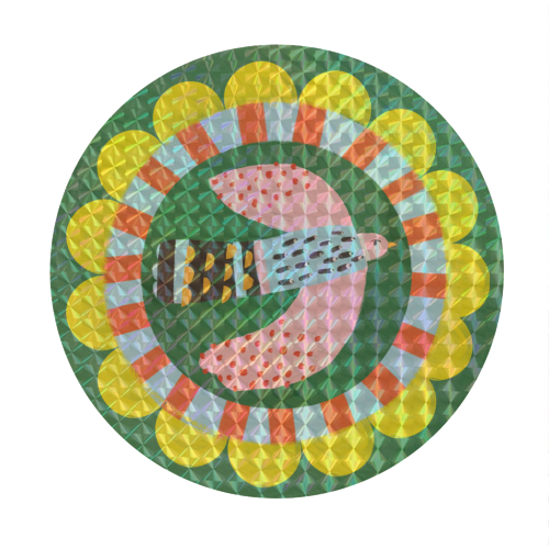 Peckish Bold Bright Bird Illustration Plate Design - Circle Sticker by AbiGoLucky