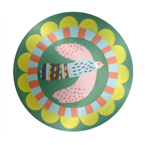 Peckish Bold Bright Bird Illustration Plate Design - Circle Sticker by AbiGoLucky