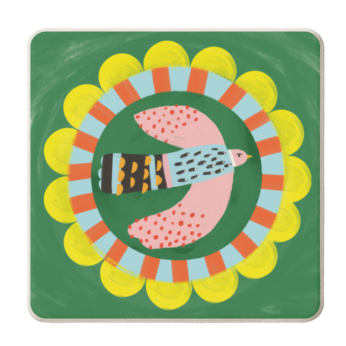 Peckish Bold Bright Bird Illustration Plate Design - personalised beer coaster by AbiGoLucky