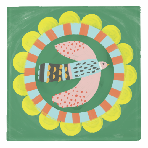 Peckish Bold Bright Bird Illustration Plate Design - personalised beer coaster by AbiGoLucky