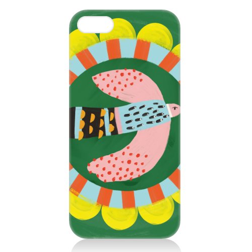 Peckish Bold Bright Bird Illustration Plate Design - unique phone case by AbiGoLucky