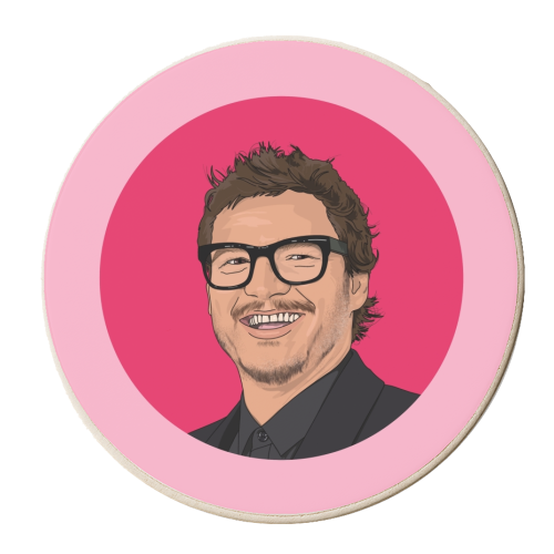 Pedro pascal illustration - personalised beer coaster by The Girl Next Draw