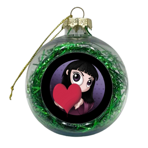 PEEKABOO HEART VALENTINE'S DAY GREETINGS CARD - GOTH, LOVE, RED, BLACK - xmas bauble by Snugbat