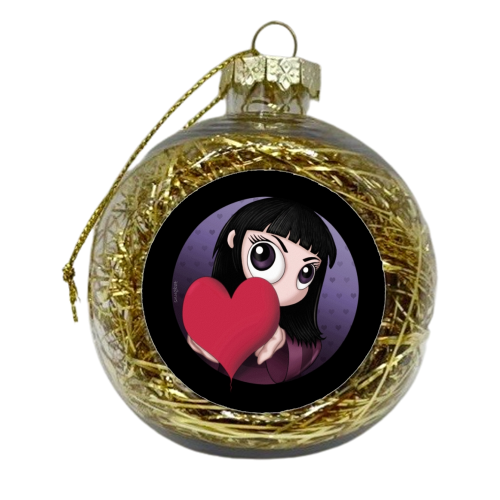 PEEKABOO HEART VALENTINE'S DAY GREETINGS CARD - GOTH, LOVE, RED, BLACK - xmas bauble by Snugbat