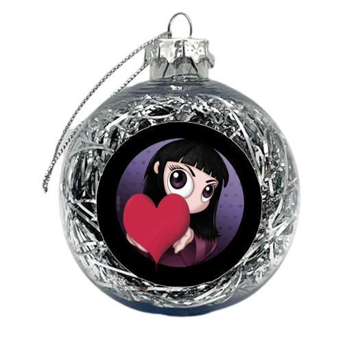 PEEKABOO HEART VALENTINE'S DAY GREETINGS CARD - GOTH, LOVE, RED, BLACK - xmas bauble by Snugbat