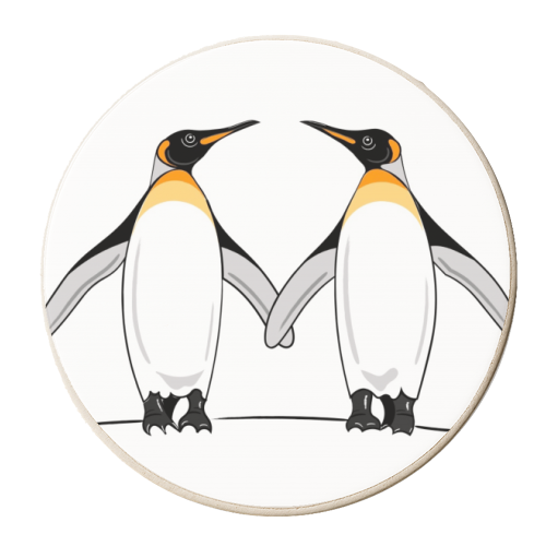 Penguin Pair - personalised beer coaster by Adam Regester
