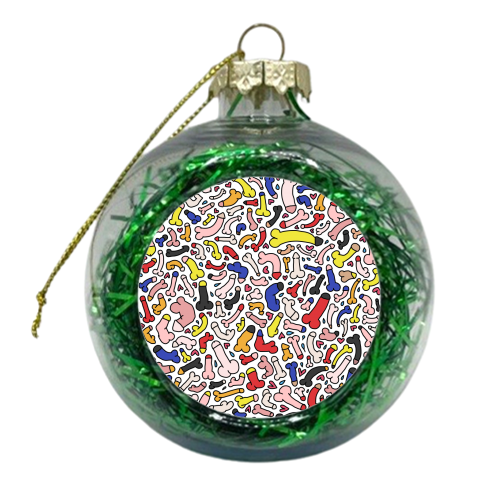 Penis pattern retro - xmas bauble by andrea zuza