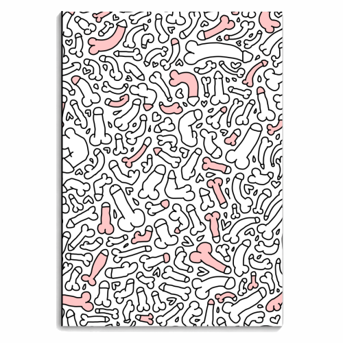 Penis quirky pattern - personalised A4, A5, A6 notebook by andrea zuza
