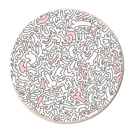 Penis quirky pattern - personalised beer coaster by andrea zuza