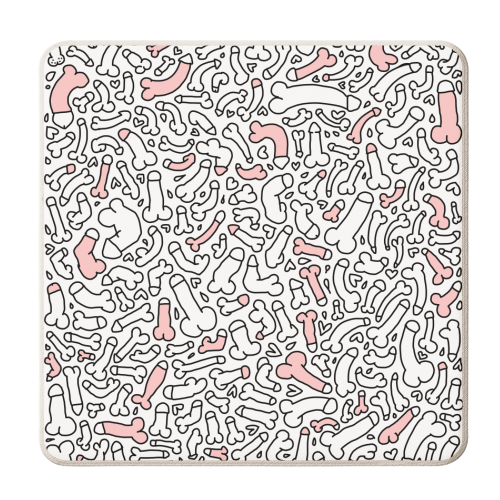 Penis quirky pattern - personalised beer coaster by andrea zuza