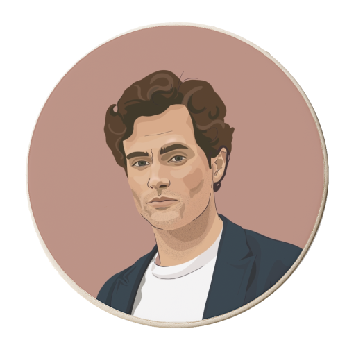 Penn Badgley print - personalised beer coaster by The Girl Next Draw