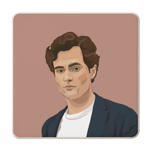 Penn Badgley print - personalised beer coaster by The Girl Next Draw