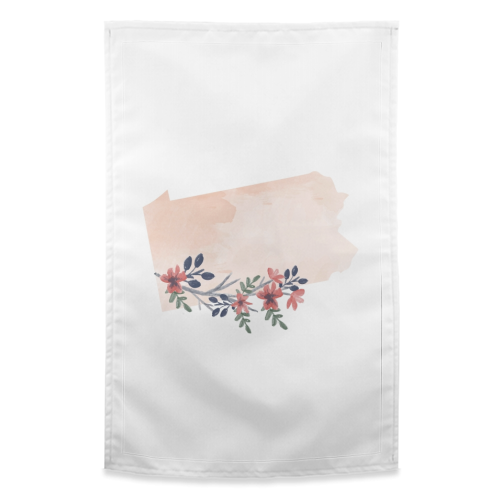 Pennsylvania Floral Watercolor State - funny tea towel by Toni Scott