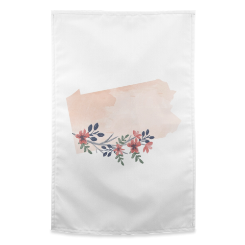 Pennsylvania Floral Watercolor State - funny tea towel by Toni Scott