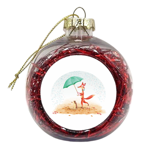 Penny and Pip in the rain - xmas bauble by Debra Hodgson