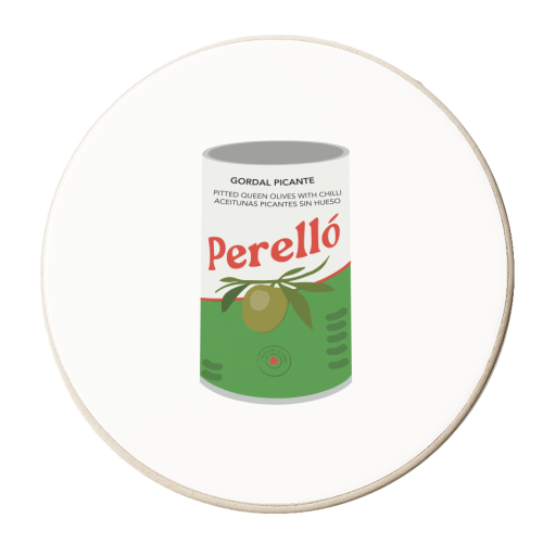 Perello Olives Tin Illustration - personalised beer coaster by Move Studio