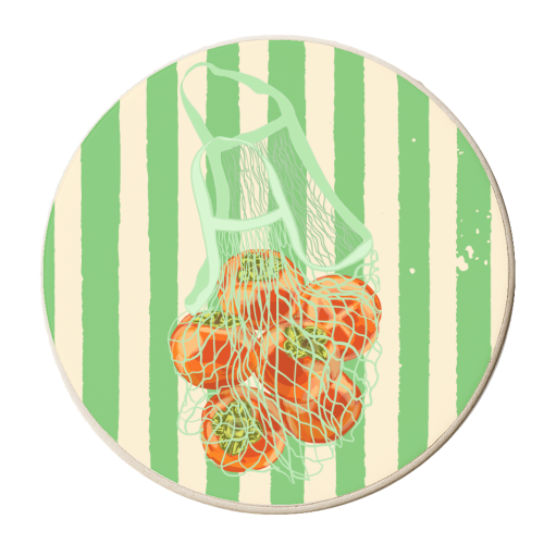 Persimmons in Mesh – Fresh Picked Pop - personalised beer coaster by EZbie