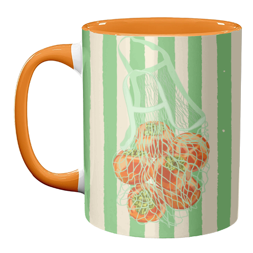 Persimmons in Mesh – Fresh Picked Pop - unique mug by EZbie