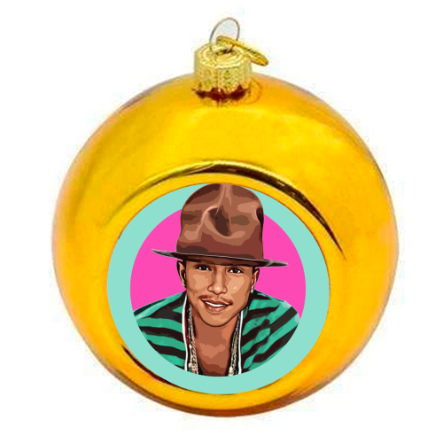 Pharrell - colourful christmas bauble by DOLLY WOLFE